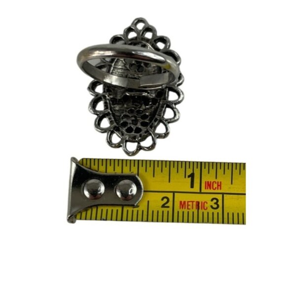 Vintage Purple & Blue Multi Stone Silver Tone Adjustable Ring - Picture 7 of 7